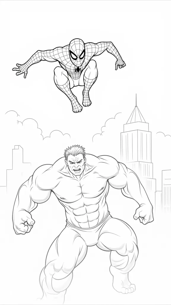 coloriages Spiderman Hulk